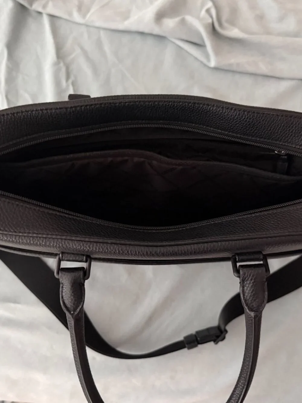 Michael Kors Varick Large Leather Briefcase Black